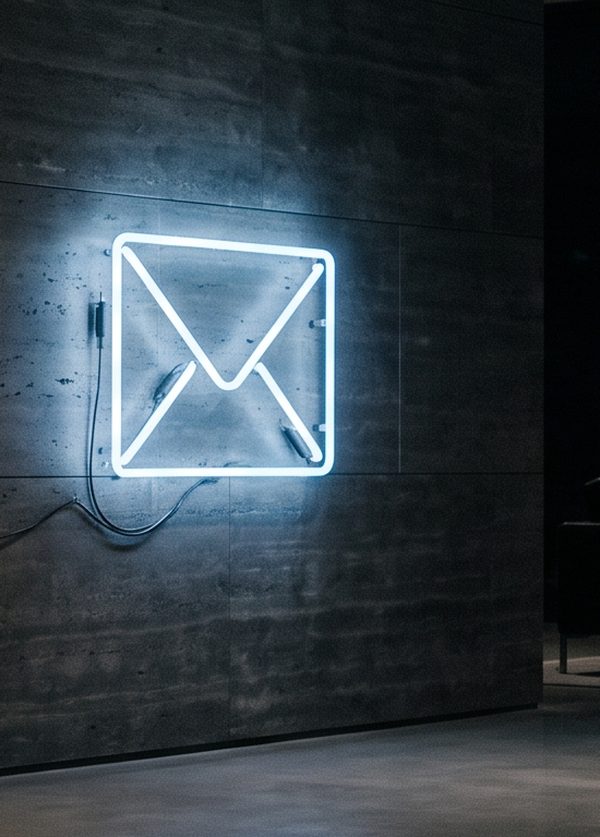 Sobre de correo en neón celeste